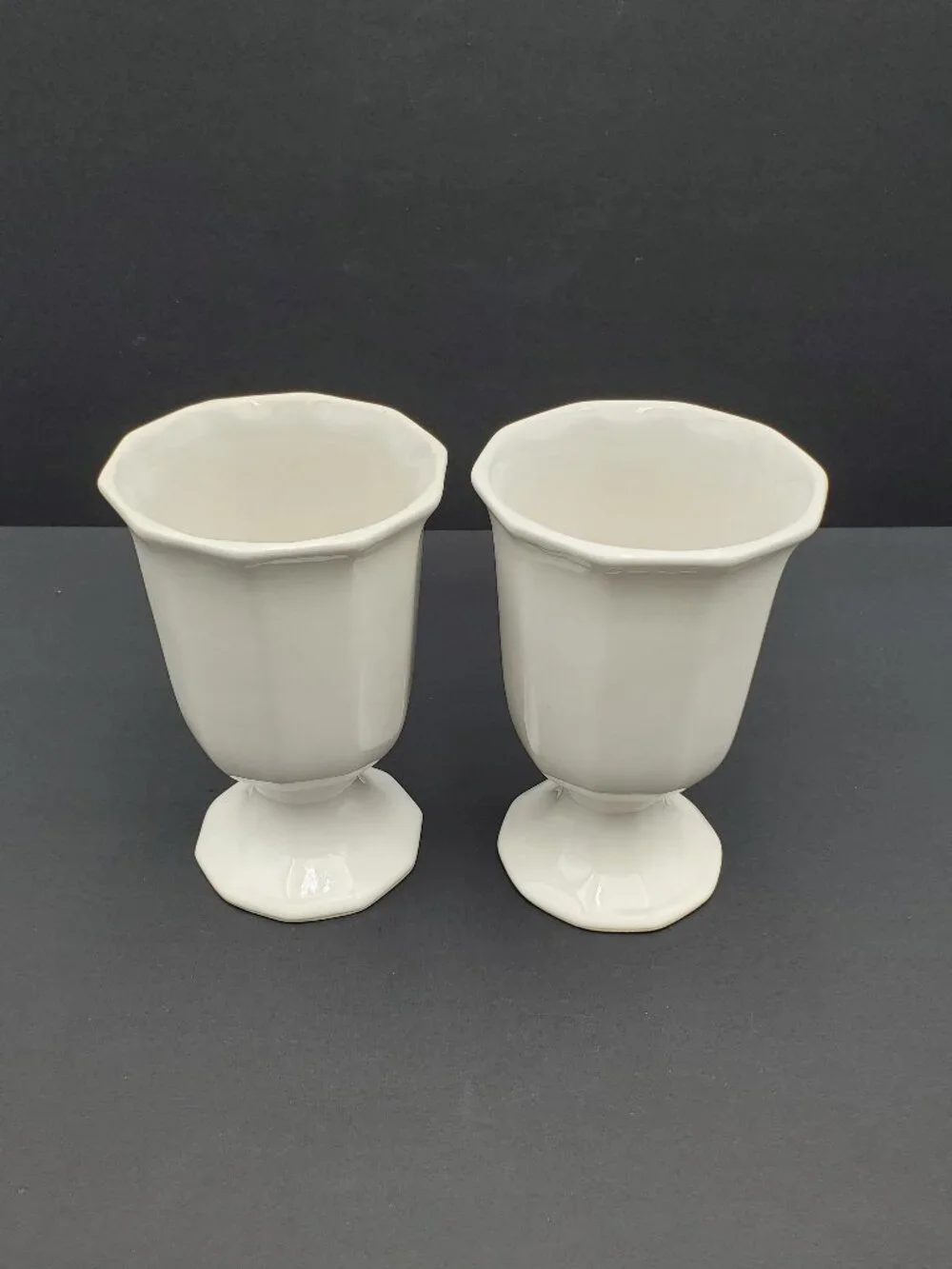 Pfaltzgraff Heritage White Goblets Ice Cream Sundae Dishes Footed Chalices